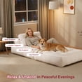 thumbnail image 5 of Mr IRONSTONE 3 in 1 Folding Sofa Bed, Convertible Sleeper Chair with Pillow, Corduroy Memory Foam Floor Sofa Lounge Chair for Living Room Dorm, White, 5 of 8