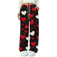 thumbnail image 3 of Pajama Pants for Women Floral Printed Elastic Waist Pajama Bottoms Casual Comfy Loose Cotton Sleepwear Plus Size Full Length Pants with Pockets S-2XL, 3 of 5