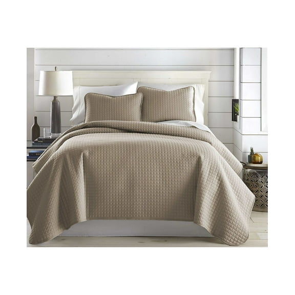 Southshore Fine Linens Oversized Lightweight Quilt and Sham Set, Taupe, King/...