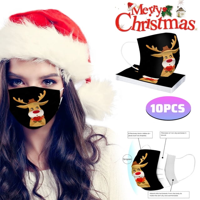 Dpityserensio Christmas Adult Mask Disposable Face Mask Industrial 3Ply Ear Loop
