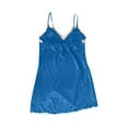 thumbnail image 6 of Women Sleepwear Satin Pajamas Set 5pcs Lace Cami Nightgown with Robe Blue XXL, 6 of 7