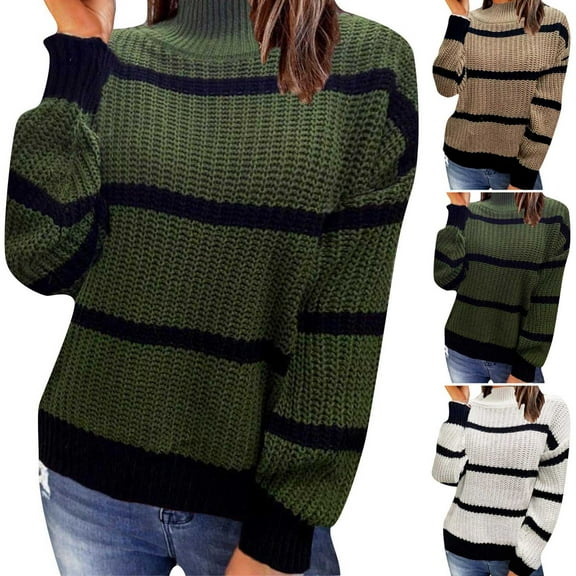 Lovskoo Sweaters for Women Fall Trendy Rounk Neck Long Sleeve Casual Pullover Blouse Sweater Green