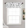 thumbnail image 3 of Easter Linen Curtain Valance for Bedroom/Bathroom/Kitchen/Office/Living/Dining Room Windows,Black White Bunny Sketch Flowers Simple White Rod Pocket Topper Drapes Decorative Cafe Drapery Panel 42x18, 3 of 6