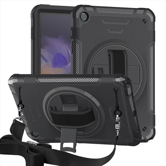 Shockproof Case for Samsung Galaxy Tab A9 Plus 11" SM-X210 X216 X218, Military Grade Protection Rotating Stand Hand Strap Shoulder Strap Kids Friendly Bumper Rugged Case for Galaxy Tab A9 ,Black