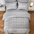 thumbnail image 3 of Flymme 7 Pieces Gray Comforter Set Queen Size Bed in a Bag Luxury Geometric Bedding Sets Modern Hexagon Pattern Soft Microfiber Bed Sets for Women Men, 3 of 10