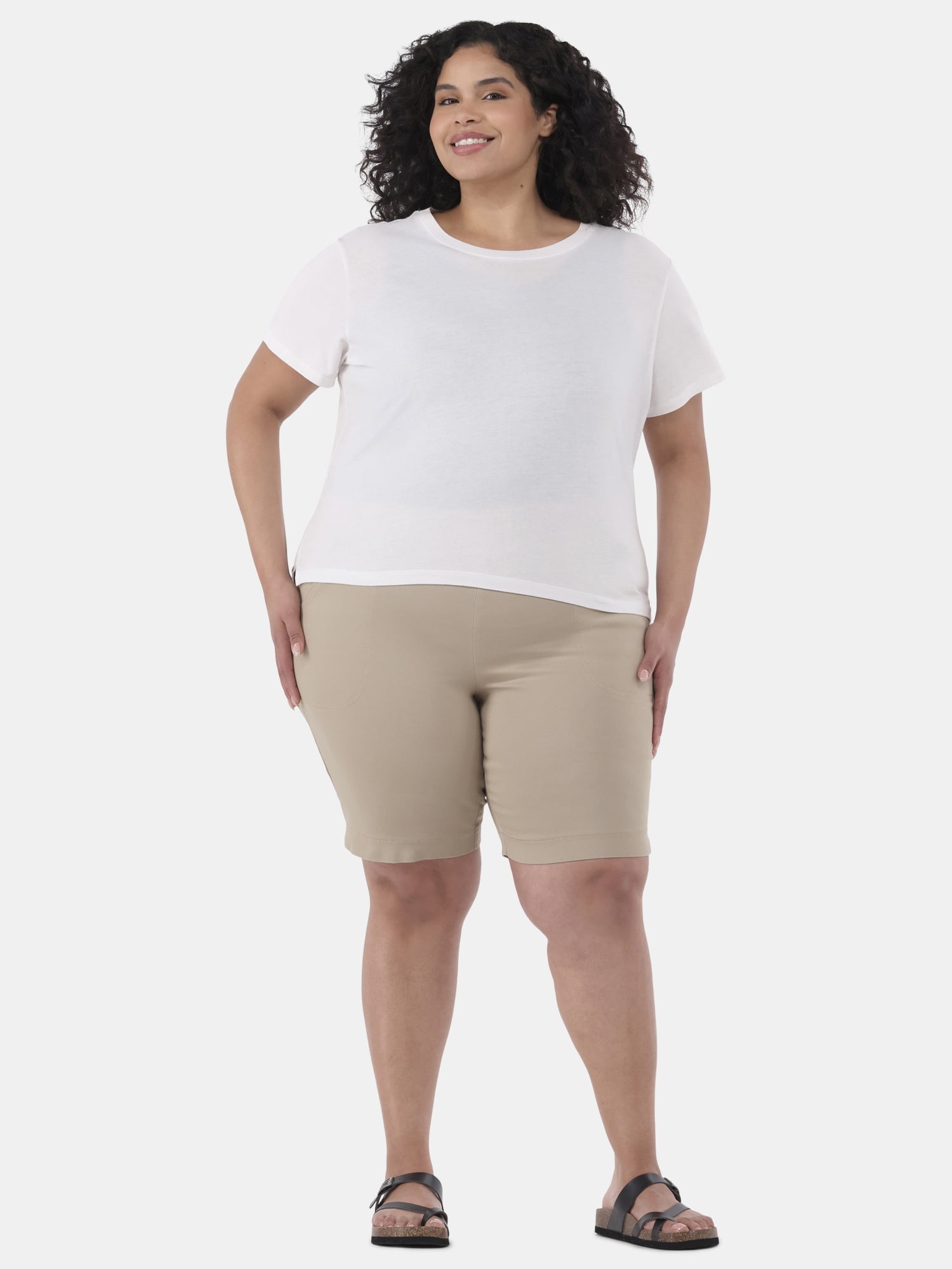JMS Just My Size by Hanes Women's Plus Size Pull On Shorts with Pockets, Single and 2-Pack, 9” Inseam, Sizes 0X-4X