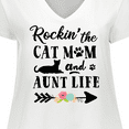 thumbnail image 4 of Inktastic Rockin' the Cat Mom and Aunt Life Women's Plus Size V-Neck T-Shirt, 4 of 5