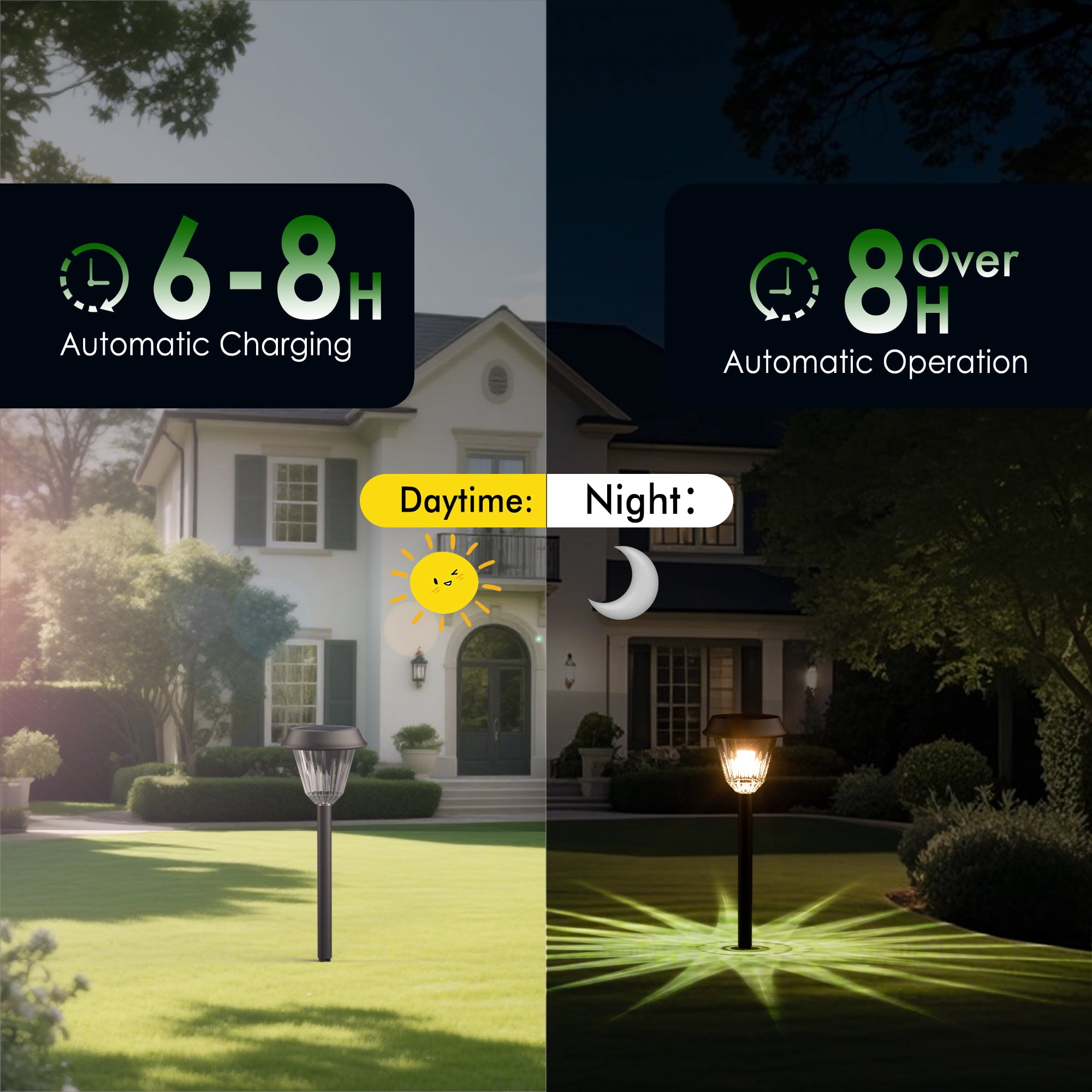 Aship  Solar Pathway Lights 8 Pack, Solar Lights Outdoor Waterproof  Auto On/Off , Solar Garden Lights Landscape Lighting, Solar Powered  RGB Path Lights for Yard Driveway Walkway Patio