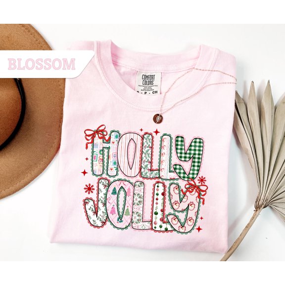 Preppy Holly Jolly Sweatshirt, Merry Christmas Tshirt, Preppy Christmas Tee, Christmas Bow Sweater,Xmas Gift,Winter Jolly Tee