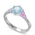 thumbnail image 2 of 2.20 Carat Stylish Round Cut Aquamarine & Pink Sapphire Gemstone Engagement Ring for Women 14K White Gold Size 4, 2 of 7