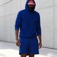 thumbnail image 5 of 2 Piece Sweatsuits for Men Outfits Sets Loose Plain Hoodie and Shorts Sportswear Casual Fall Sweat Suit (XXS, Blue), 5 of 6