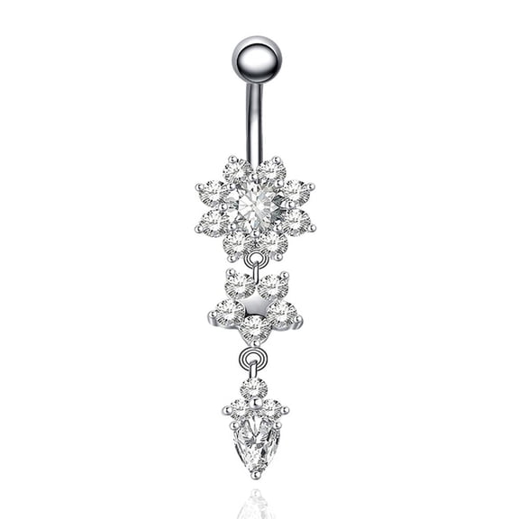 14G Belly Button Rings Belly Flower Dangle Women Body Piercing Jewelry