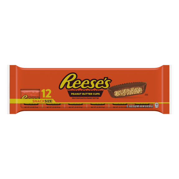 Reese's Milk Chocolate Peanut Butter Cup Snack Size Bar 12-Pack, 6.6 oz