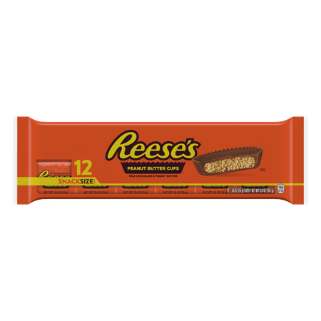REESE'S Milk Chocolate Peanut Butter Cup Snack Size Bar 12-Pack, 6.6 oz., Display Ready Case