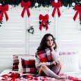 thumbnail image 5 of 6 Piezas Lazos Navideños de Terciopelo Rojo Grandes Lazos Colgantes Navideños para Decoración de Coronas de Navidad o Adorno de Árbol Decoración Interior y Exterior, 9,8 x 17,7 Pulgadas, 5 of 5