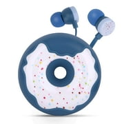 Donut Earbuds for Kids, Cute Earbud & in-Ear Headphones Wired Gift for School Girls and Boys with Microphone and Lovely Earphones Storage Case(Royal Blue)