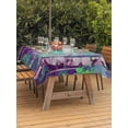 thumbnail image 4 of 60x84 Inch Outdoor Tablecloth with Umbrella Hole Zipper Rectangle Modern Oil Painting Rectangular Tablecloths Outside Waterproof Summer Botanical Purple Green Patio Table Cloth Cover for Picnic Party, 4 of 8