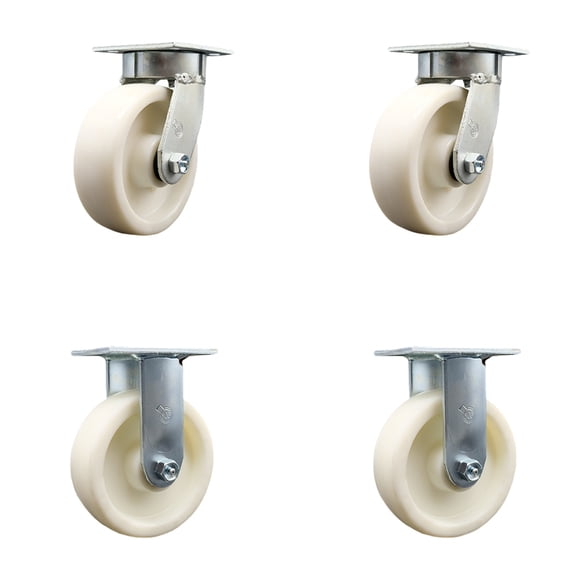 6 Inch KP Nylon Caster Set with Ball Bearings 2 Swivel 2 Rigid SCC