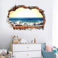thumbnail image 4 of Calcomanías de pared de playa 3D realistas, pegatinas de pared de paisaje costero, murales de decoración de puerta de pared de dormitorio, sala de estar, TV (playa 3d-amarillo), 4 of 5