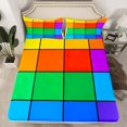 thumbnail image 2 of jejeloiu Rainbow Check Geometric Full Size Sheets,Minimalist Artwork Bed Sheets For Kids 4pcs, 2 of 7