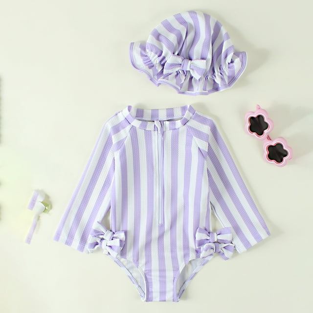 Toddler Girls Rash Guard Bathing Suits Summer Long Sleeve Sun Protection Toddler Bathing Suit 2-3 Years
