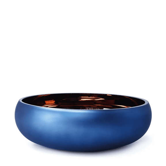 12" Blue Handblown Glass Bowl Tabletop Decoration