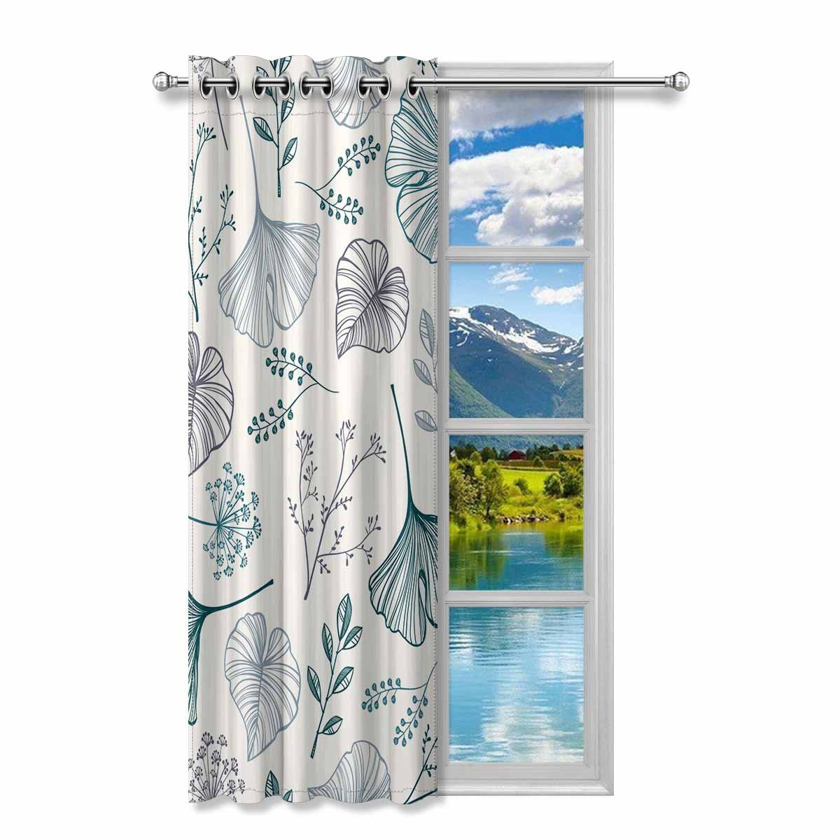 YUSDECOR Leaf, Flowers and Herbs Blackout Window Curtain Drapes Bedroom