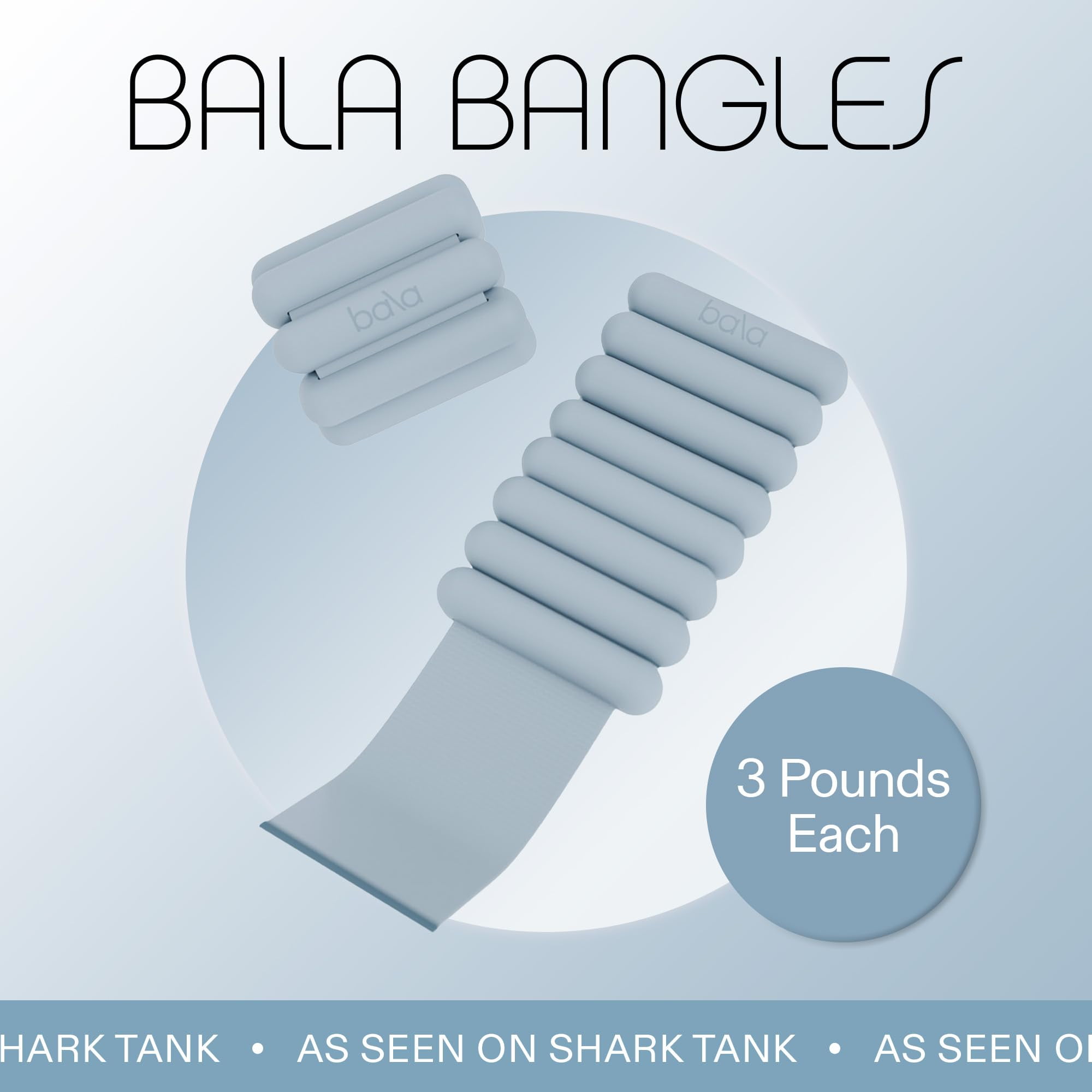 Bala Bangles Wrist & Ankle Weights for Women & Men (Sea) - 3 Pound Silicone Bracelet Set