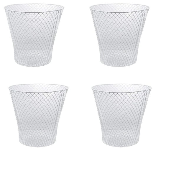 SOL MAR White Wired Mesh Waste Basket 4 Pack 10.75 in Tall (2.72 Gallons = 10.89 Quarts = 10.3 Liters of Volume) Office Classroom Crafts Bathroom Garden Plant Cover Bonus Item Ettec