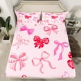 thumbnail image 2 of Manfei Polka Dot Bowknot Full Sheet Set (4-Piece) Pink Kawaii Bowtie Decor For Girls Kids, 2 of 7