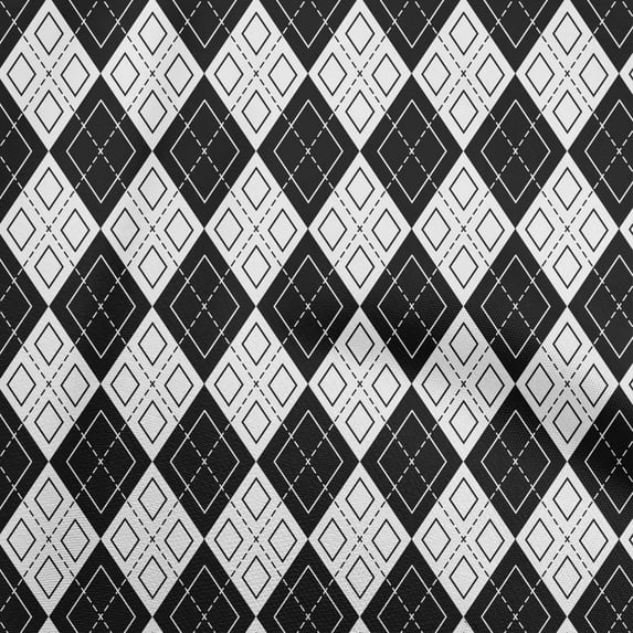 oneOone Cotton Jersey Black Fabric Argyle Fabric For Sewing Printed Craft Fabric By The Yard 58 Inch Wide