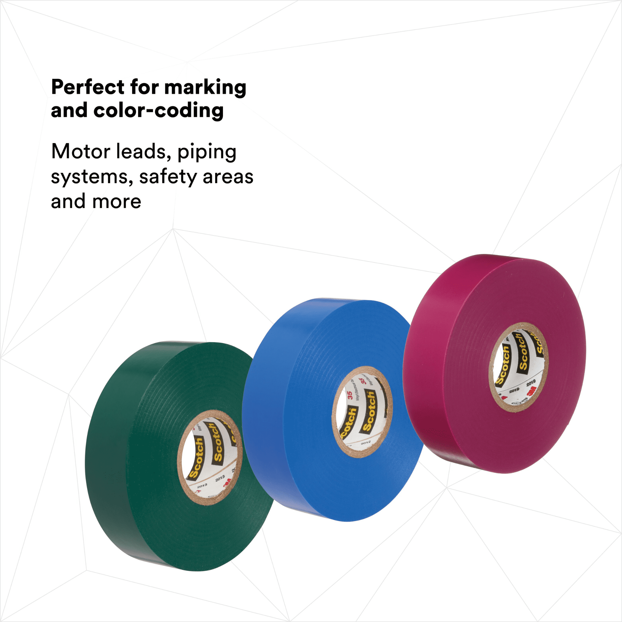 3M Scotch 35 Electrical Tape Rainbow Packs: 1/2 in. x 20 ft. 9-pack