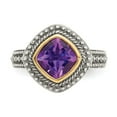 thumbnail image 5 of 14K Two-Tone Gold Ring Band Gemstone Yellow Amethyst Purple, 5 of 6
