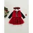 thumbnail image 3 of Toddler Baby Christmas Tree Tulle Dress with Furry Vest Headband 3Pcs Outfit, 3 of 8