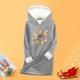 thumbnail image 5 of Qulqfy Plus Size Tops for Women Fleece Lined Long Sleeve Gray Pullover Tops Winter Floral Hooded Shirts Tops for Women, 5 of 5