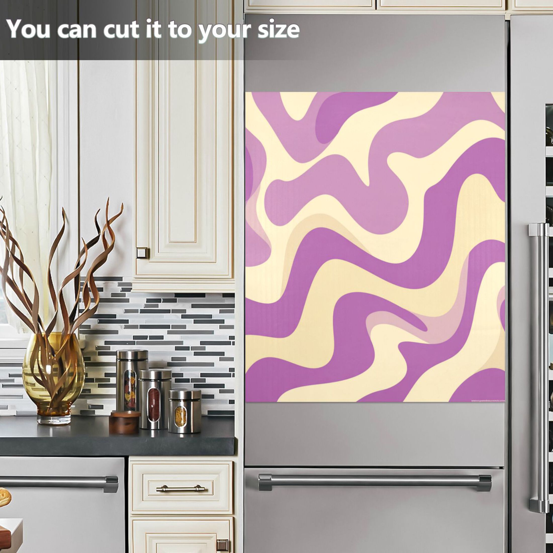 Dishwasher Magnetic Refrigerator Magnet Cover Sticker Home Decorative 23"x26" Light Purple Cream Flowing