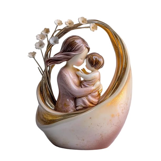 Estatua de resina de amor entre mamá e hijo | 4.7x4.7x1.6 pulgadas | Regalo sentimental de decoración para el hogar: perfecto para el día de la madre, cumpleaños, adornos de recuerdo