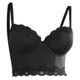 thumbnail image 2 of SMihono Women's Push Up Lace Bra Perfect Coverage Smooth Underwire Support Crop Tops Lightly Lined Cups Convertible Bra Black 80B-80D, 2 of 7