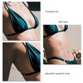 thumbnail image 4 of Traje de baño de bikini de 2 piezas para mujer con tirantes finos, ropa interior superior, traje de baño elástico y transpirable, traje de baño verde oscuro S, 4 of 5