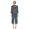 thumbnail image 6 of The Pioneer Woman 3/4 Sleeve V-Neck Top and Cropped Pant Pajama Set, 2-Piece, Women's, 6 of 6