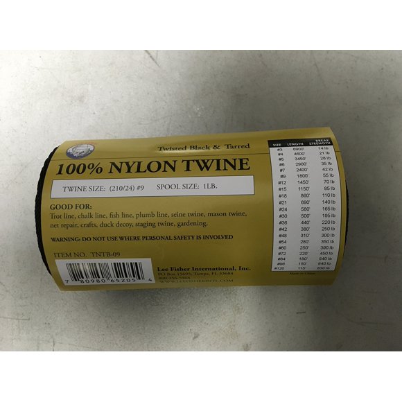Everstrong Nylon Black & Bonded Twine for Secure Non-Slipping Size: NO.6