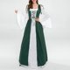 thumbnail image 5 of Faldas largas Vestido largo con corsé de estilo renacentista medieval, traje de vacaciones suelto para mujer elegante Kuymtek Verde T M para Mujer, 5 of 7