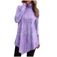 thumbnail image 1 of Birdeem Women Temperament Solid Color Long Sleeved Round Neck Irregular Long Sleeved T-Shirt, 1 of 1