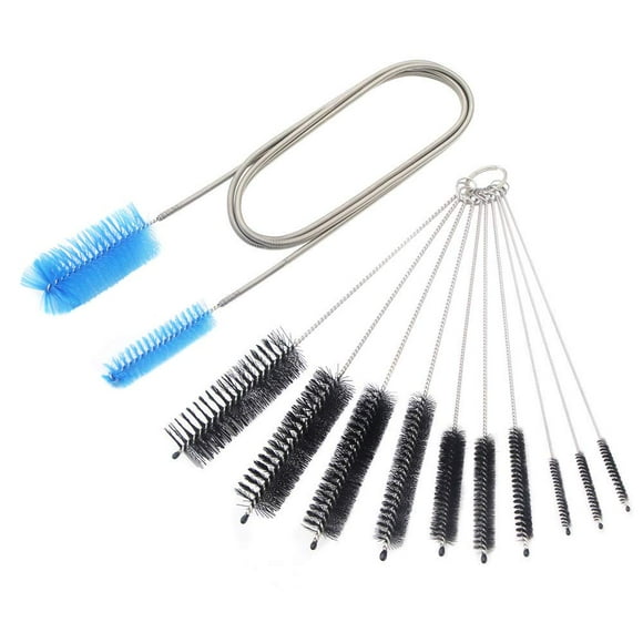 Aquarium Filter Brush Set, Flexible Double Ended Bristles Hose Pipe Cleaner with Stainless Steel Long Tube Cleaning Brush and 10 Pcs Different Sizes Bristles Brushes for Fish Tank or Home Ki