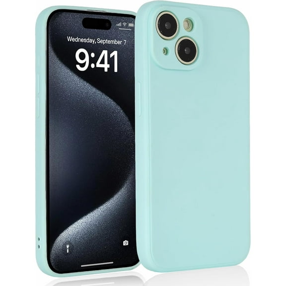 Phone Case for iPhone 15 Plus 6.7 inches, Frosted TPU Solid Color Edges Precise Camera Protection Shockproof Phone Covers for Women Men Boy Girls (Light Blue)