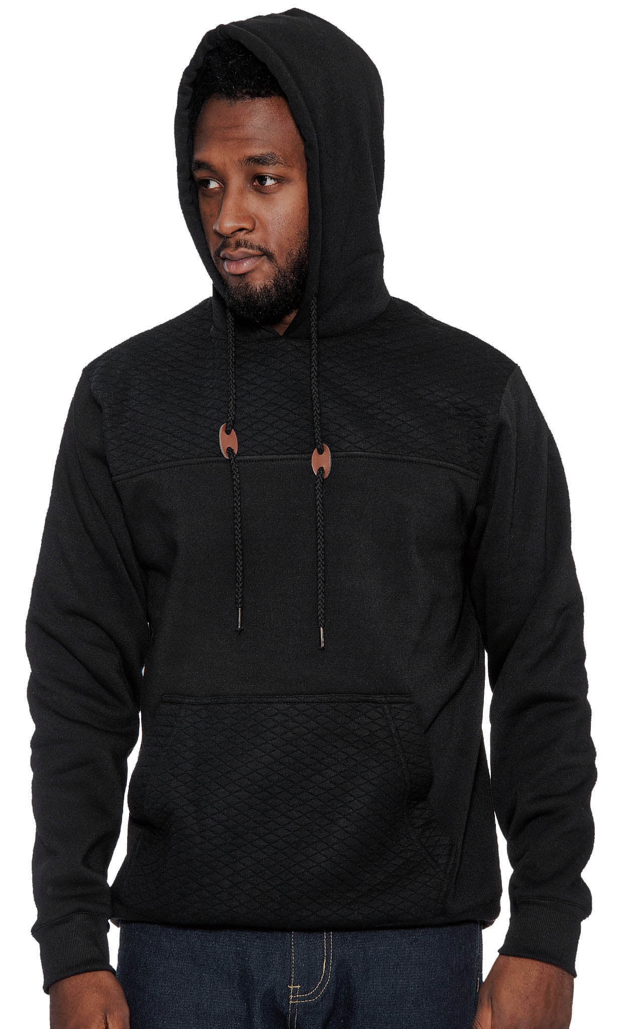 true rock men's waffle knit henley hoodie