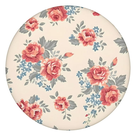 Pioneer Flower Floral Print Pattern Round Fitted Tablecloth with Elastic Edge,Dining Table Cover Waterproof,Outdoor Round Tablecloth for Camping,Dining,Indoor and Outdoor