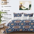 thumbnail image 4 of Orange Blue Bedding 3 Piece Duvet Cover Set Full Size, Morocco Boho Abstract Floral Ethnic Tribal Soft Microfiber Comforter Cover with Zipper Closure & Pillowcases, FadeResistant Quilt Cover, 4 of 9