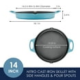 thumbnail image 3 of Rachael Ray NITRO 14 inch Cast Iron Skillet with Side Handles, Agave Blue, 3 of 10