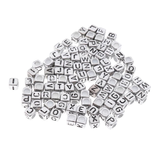 simhoa 100x Perles Cubes Lettres Alphabets Acryliques Assorties